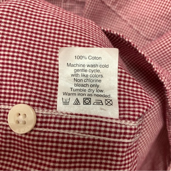 J Crew Slim‎ Washed Button Down Shirt Size Large Mini Gingham Check Red Cotton - Picture 10 of 10